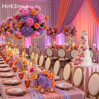 Hochzeitsblumenarrangements MoKtong 7D Seide 70cm Dendrobium Lila Blumenball mit Pavillon Altar