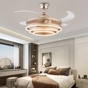 Lámpara de ventilador de techo LED retráctil de 5 aspas inteligente tradicional telescópica ajustable interruptor de Control remoto geométrico de 3 colores Living - Product Image 6
