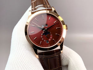 Reloj de calendario de fase lunar de lujo para hombre con espejo de zafiro de esfera simple y logotipo de diseñador personalizado al por mayor - Product Image 6