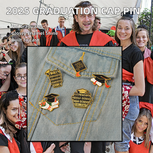 Épingles en émail de dessin animé en forme de toque de remise de diplôme 2025 en gros pour chapeau de <span class=keywords><strong>médecin</strong></span>, en alliage de zinc plaqué nickel noir, cadeau de bijoux - Product Image 5