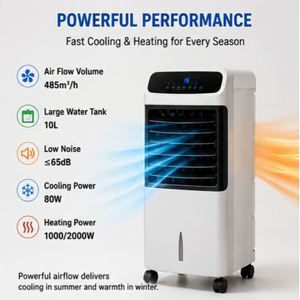 Ventilateur/Chauffage 10L 2000W avec télécommande, humidificateur, purificateur, circulation d'eau, fort débit d'air, faible bruit, efficacité énergétique UE - Product Image 3