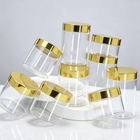 Bocaux transparents en PET à large ouverture avec couvercles électroplaqués / Bocaux transparents en plastique PET à large ouverture pour usage cosmétique
