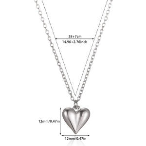 सरल जापानी कोरियाई शैली स्पोर्टी फैशन पार्टी ऑल-मैच 18k सोने की प्लेटेड स्टेनलेस स्टील बांस चेन हार दिल पेलेंट - Product Image 4