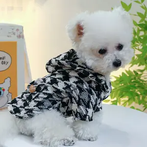 Luxe Designer Herfst/Winter Huisdierenkleding Hond Kat Kleding Mode Duizend Vogel Check Trenchcoat Voor Puppy Kleine Honden