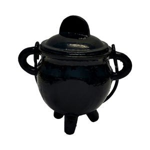 Pot à encens en fonte pentagramme avec poignée pour brûler le sauge, les bougies et les offrandes – Idéal pour les rituels Wicca et la sorcellerie aromatique - Product Image 1