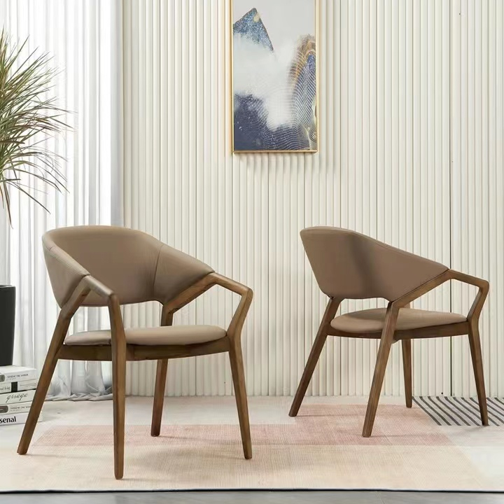 Оптовая продажа, современные кожаные стулья для столовой из твердой древесины, стулья для столовой из искусственной кожи