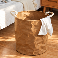 Panier à linge en papier kraft lavable, grand panier à linge pliable, bac de rangement avec poignées pour la maison, la chambre, la salle de bain, la buanderie