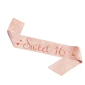 Sweet Sixteen Birthday Sash with Rose Gold Foil Soft Satin White Sweet 16 Sash for Girls Boys Ideal Sweet Sixteen Sash KD1759