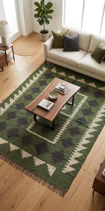 Southwestern Handmade Wool Geometric Area <b>Rug</b> <b>Tribal</b> Boho Rustic Carpet Farmhouse Floor Decor for Living Room Bedroom and Home - Product Image 4