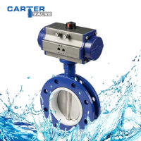 Válvula de Mariposa Neumática Tipo U de Hierro Fundido WCB CF8, Tipo Wafer con Brida RF, Triple Excéntrica, Cero Fugas, para Agua, Gas y Aceite, PN16 ANSI150 CE