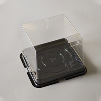 Boîte à gâteau mousse noire de style Musan Mountain, anti-buée, anti-gel, emballage alimentaire transparent en PET carré de 5 pouces