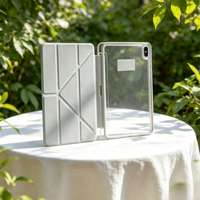 Étui magnétique blanc antichoc pour iPad Pro 11 pouces / iPad Air, coque transparente en TPU anti-chute avec support réglable