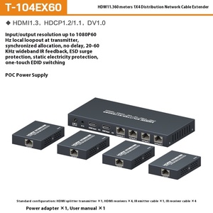 Xunzheng 4K cho Bộ chia và chuyển đổi video <span class=keywords><strong>HDMI</strong></span> Bộ mở rộng phân phối 4 chiều & mở rộng cáp mạng với bộ chuyển đổi - Product Image 5