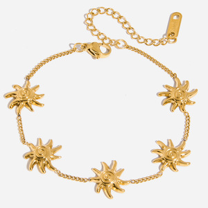 Bracelet Spirale Soleil en Acier Inoxydable Plaqué Or 18K, Bijou Unisexe au Design Géométrique - Product Image 1