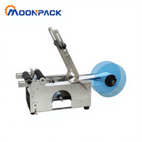 Machine d'étiquetage Moonpack MT-50S pour bouteilles rondes en verre, électrique 220 V, semi-automatique, pour bouteilles de sauce soja, machine d'étiquetage alimentaire