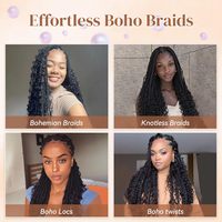 Extensions de cheveux vierges bouclés sans nœuds, effet plumes, à double trame, invisibles, ondulés profonds, pour tresses au crochet – Vente chaude directe usine