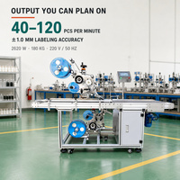 Machine d'étiquetage de précision entièrement automatique en acier inoxydable, double face (haut/bas), pour emballages de plateaux en verre, avec pompe à moteur