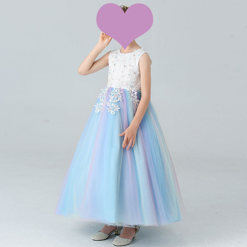 Elegant Kids Dress Princess Frock for Wedding Parties