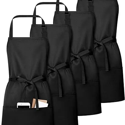 Hairdressing Beauty Salon Apron Adjustable Design Cotton Polyester Kitchen Apron With 3 Pockets