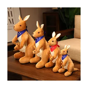 Plush Stuffed Kangaroo Toy Plush Austarlion doll pillow Cute Australia Kangaroo dolls Sofa decorate Baby toys