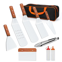 Kit de Accesorios para Parrilla Exterior Tc, Juego de Espátulas, Juego de Herramientas Duraderas para Parrilla Plana, Utensilios de Cocina para Asar