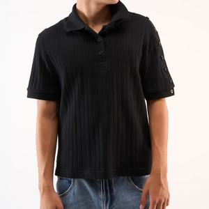 Polo Personalizado para Hombre con Cuello en V, Manga Corta, Mezcla de Algodón, Informal, Veraniego, Tejido de Punto, Suave, con Botones, Suéter Básico - Product Image 1