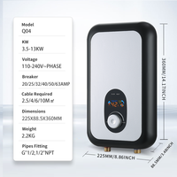 Pemanas Air Listrik Tanpa Tangki 220V-240V 6.5KW, Tahan Air IPX4, Kontrol Sentuh, Pemasangan di Dinding, Cocok untuk RV dan Apartemen