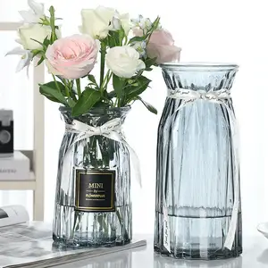 Gekleurde Cam Vazo Transparant Glas Vaas Gedroogde Bloem Arrangement Decoratieve Ornamenten Bamboe Bloemenvazen