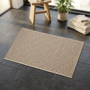 Soma Beige Recycled Cotton Rug Handwoven Indoor <b>Floor</b> Mat 50x80 cm - Product Image 4