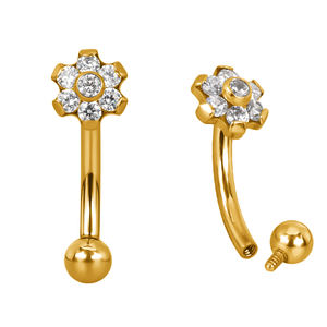 GZN Flower's New 16G Titanium Curved Barbell Marquise CZ Button Zircon Prong Wedding Engagement Body Jewelry para niños adultos - Product Image 1