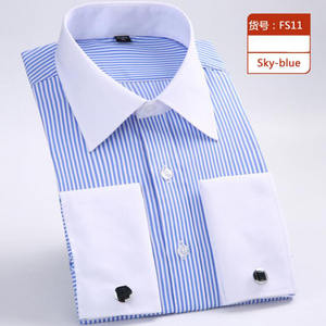 Chemise habillée pour <span class=keywords><strong>homme</strong></span> à poignets français, nouvelle chemise formelle à manches longues, boutons, coupe classique, boutons de manchette, chemise de smoking pour mariage - Product Image 3