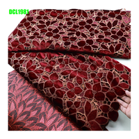 Nouveau Tissu en Dentelle Guipure Africaine à Cordon Brodé pour Mariage, Vêtement Nigérian pour Femme, Dentelle Bordeaux