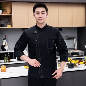 Abrigo de chef de manga larga transpirable para cocina, tela ligera que absorbe la humedad, duradero, cómodo para restaurantes - Product Image 6