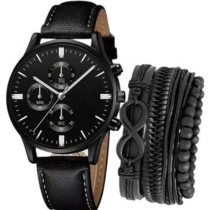 LP14 Nuovo Orologio da <span class=keywords><strong>Uomo</strong></span> Casual Moda Set Bracciale Commercio Estero Vendita all'Ingrosso Tendenza Sportiva Cinturino in Pelle <span class=keywords><strong>Orologi</strong></span> Business - Product Image 4