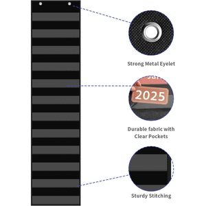 Tablero de bolsillos para palabras de aula con 12 bolsillos transparentes, tablero de bolsillos estándar negro para la escuela y el hogar para tiras de frases - Product Image 3