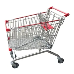 MOQ 100 PCS Chrome Plating Standard Size 180L European Style Supermarket Shopping Trolley Cart