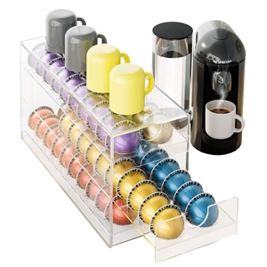 Vente en gros Transparent 3 niveaux acrylique <span class=keywords><strong>Nespresso</strong></span> <span class=keywords><strong>Capsule</strong></span> Dosettes Conteneur Dosettes de café Stockage Tiroir Support <span class=keywords><strong>Capsule</strong></span> de café - Product Image 2