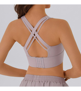Wholesale Women's High Support Sports <b>Bra</b> Front Zipper Cross Back Workout <b>Bra</b> with Adjustable Hook & Eye Removable Pads Activewe - Product Image 4