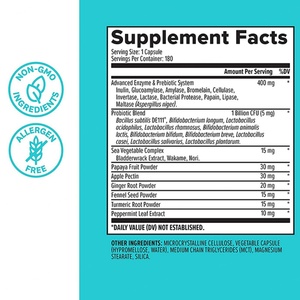 Extracto de Enzimas Digestivas Personalizadas con Prebióticos y Probióticos para Mujeres y Hombres, 180 Cápsulas de Enzimas Digestivas - Product Image 3