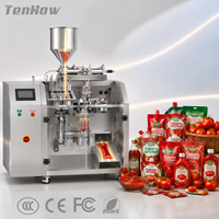 Machine de remplissage et de scellage automatique compacte de qualité alimentaire contrôlée par PLC pour sachets préformés de ketchup et de sauce tomate