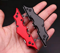 Couteau pliant à double lame, couteau de poche pliant en forme de batte, mini couteau multifonctionnel en acier inoxydable 3CR13, camping en plein air, EDC