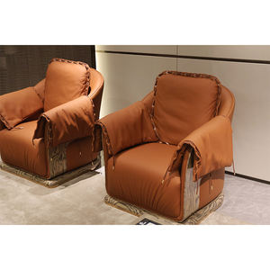 توريد المصنع سحابة القيقب نمط النمر شريط البيانو الطلاء نابا البرتقال الجلود أريكة واحدة مع إطار الزان الأحمر - Product Image 1