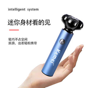 Rasoir électrique Kemei pour hommes, bleu, corps en métal de 12.6cm, triple lame, chargeur USB, rasoir portable - Product Image 5