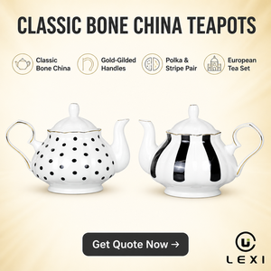 ชุดกาแฟและชาเซรามิกพอร์ซเลนเนื้อกระดูกจีนสไตล์ยุโรปคลาสสิก ยี่ห้อ LEXI ทนทาน เหมาะสำหรับวันหยุดพักผ่อน - Product Image 2
