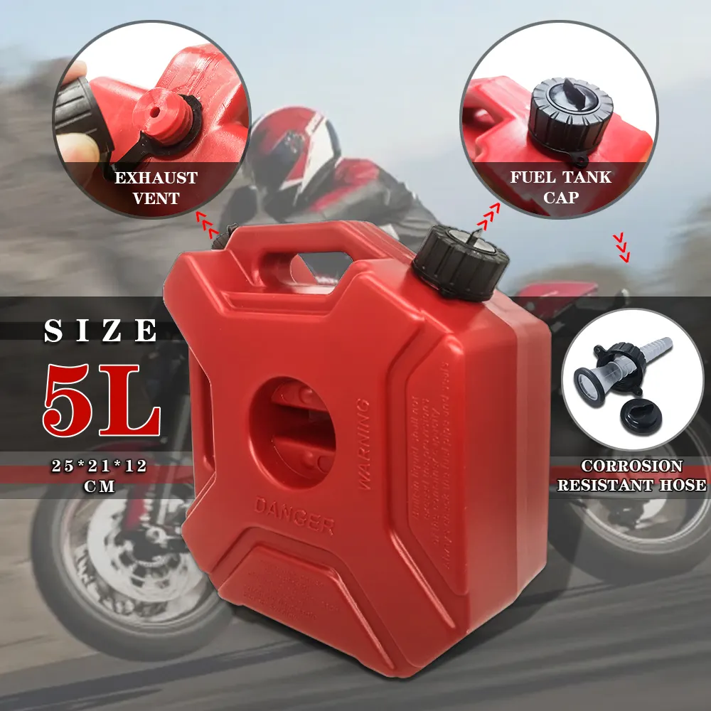 Nuovo rosso nero 5L serbatoio carburante lattine di benzina barili Can Gas contenitore di ricambio antistatico Jerry Can Polaris serbatoio carburante Jerrycan