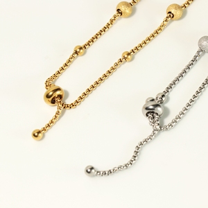 Classic <b>Chain</b> Link Bracelet with Ball Beads Gold and Silver Plated Alloy Unisex Jewelry - Product Image 2