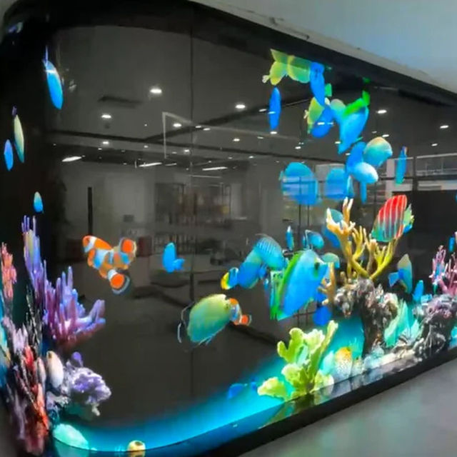 Transparent Indoor Flexible LED Screen Display Digital Poster SDK Support for Store Glass Adhesive Wall Micro LED Application