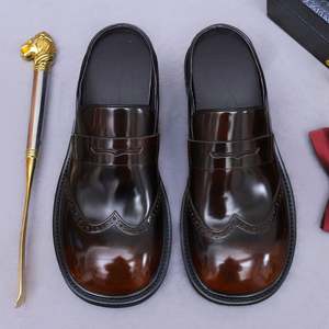 Botas de Media Caña de Cuero Genuino para Hombre, de Alta Calidad, con Dientes Grandes y Redondos, Impermeables, Antideslizantes, a la Moda, Estilo Británico, Casuales de Negocios - Product Image 3