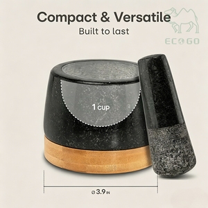 <span class=keywords><strong>Mortero</strong></span> y pilón de granito <span class=keywords><strong>con</strong></span> base de bambú para hierbas y especias, utensilio de cocina <span class=keywords><strong>con</strong></span> agarre de piedra. - Product Image 2