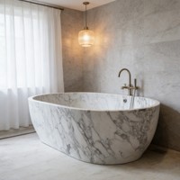 Baignoire autoportante en marbre massif au design moderne, baignoire à remous en pierre naturelle